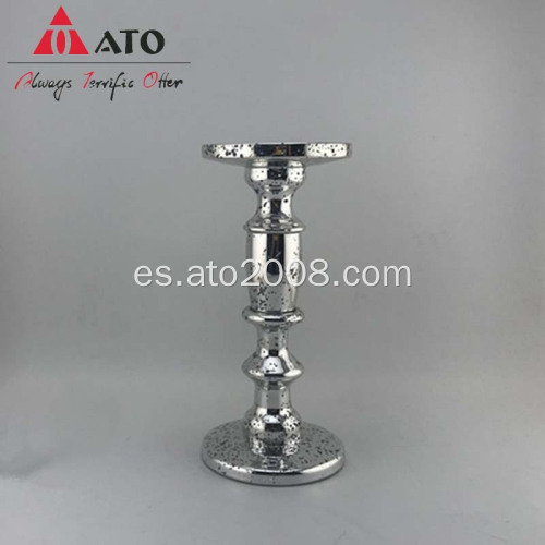 Candelador de vidrio con plateado de plata